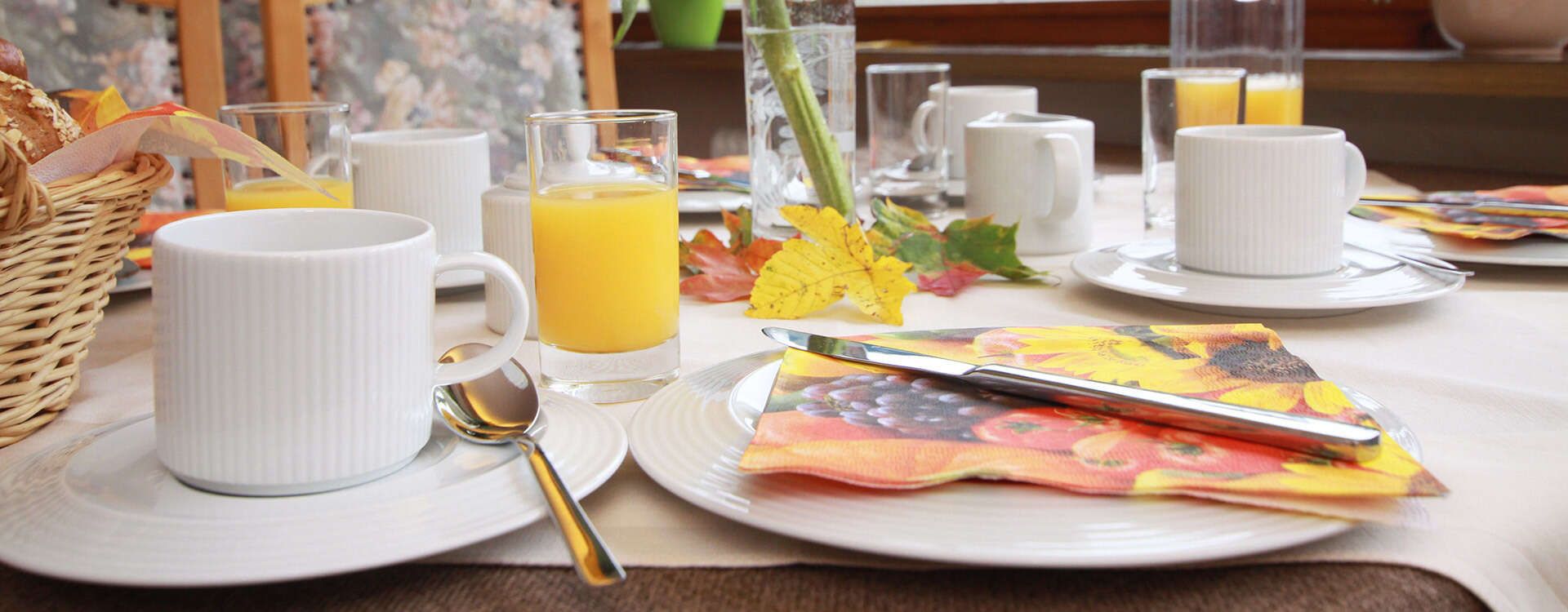 Breakfast table house Beautiful view